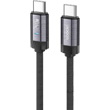Datový kabel Rychlonabíjecí duální USB C kabel 1 m 240W PD3.1 super rychlé nabíjení LED světlo USB 2.0 48V 5A přenos dat 480 Mb/s kabel pro synchronizaci černá