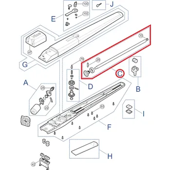 Pohon brány NICE PRTO02B Sada vřeten pro Toona TO5024, TO5024I, TO5024HS