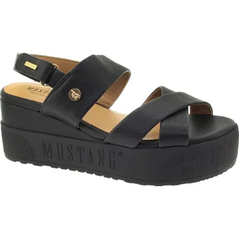 Dámské sandále MUSTANG Dámské černé sandály na klínu 1459801-9-355 Velikost 39