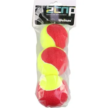 Dětský míč _Ostatní 1_ Míčky na tenis dvoubarevné neon žluto-červený 6,5cm set 3ks tenisáky sáček