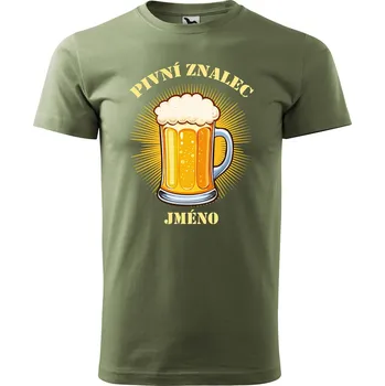 Pánské tričko DOBRÝ TRIKO Pánské tričko s potiskem Pivní znalec Velikost: XS, Barva: Khaki