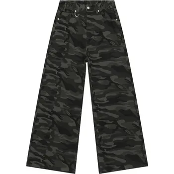 Pánské kalhoty Pánské maskáčové kalhoty s rovným střihem Volné široké nohavice Pohodlné outdoorové kalhoty Ležérní styl Vzdušné army kalhoty černá XS