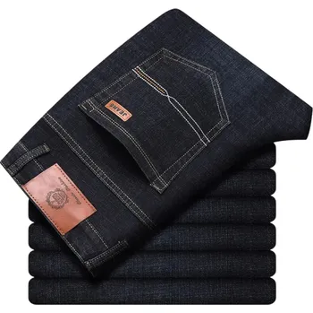 Pánské džíny Pánské klasické džíny Slim střih Pohodlné strečové rifle do pasu Moderní kalhoty na každodenní nošení Džínovina s příměsí elastanu černá 34