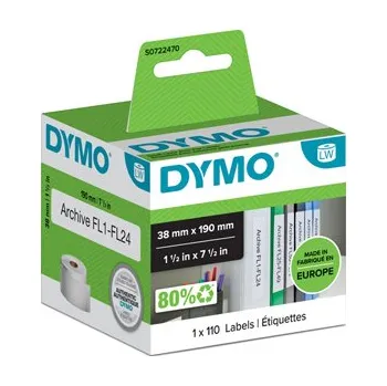 Papír pro tiskárny Dymo papírové štítky 190mm x 38mm, bílé, na úzké pořadače, 110 ks, 99018, S0722470