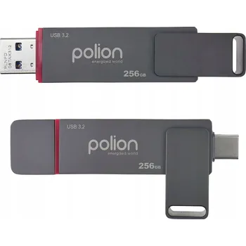 USB flash disk Pendrive Polion PLNFD004 256 GB USB 3.2 šedý