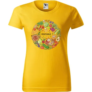 Dámské oblečení DOBRÝ TRIKO Dámské tričko s potiskem Vegetables Barva: Žlutá, Velikost: S