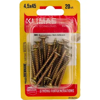 Vrut Vrut PZ se zápustnou hlavou – celý závit 4,5X45 (20ks/blistr)