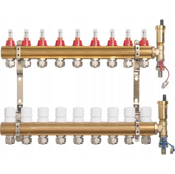 rozdělovač topení Rozdělovač pro 9 okruhů podlahového topení s odvzdušňovačem Afriso PEX