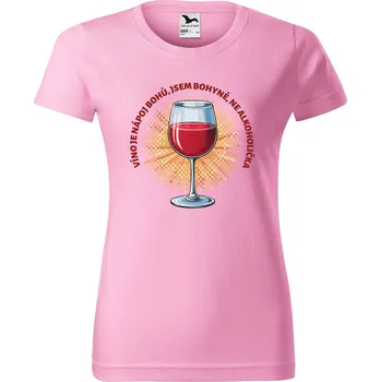 DOBRÝ TRIKO Dámské tričko Víno nápoj bohů Barva: Růžová, Velikost: 3XL
