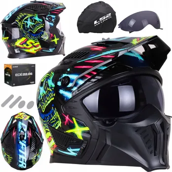 Helma na motorku Motocyklová přilba LS2 OF606 DRIFTER Rayz otevřená, odnímatelná čelist 4v1