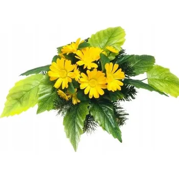 umělá květina DEKORACE ŽLUTÉ KVĚTINY květináč zalévaný cemenciak na hrob kytice vázanka