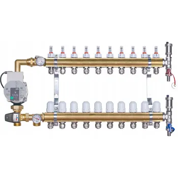 rozdělovač topení Rozdělovač pro podlahové topení, 10 okruhů, s čerpadlovou skupinou a čerpadlem Wilo