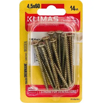 Vrut Vrut PZ se zápustnou hlavou – celý závit 4,5X60 (14ks/blistr)