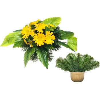 Bytová dekorace DEKORACE ŽLUTÉ KVĚTINY květináč zalévaný cemenciak na hrob kytice vázanka