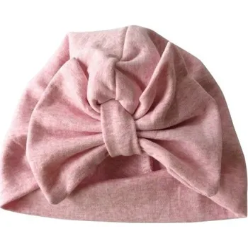 Čepice Dětská bavlněná čepice s mašlí růžová 1-3 roky