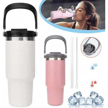 900 ML KUBEK TERMICZNY S BRČKEM, IZOLOVANÝ HRNEK NA KÁVU, HRNEK DO AUTA