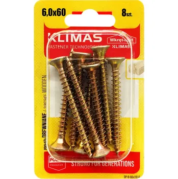 Vrut Vrut PZ se zápustnou hlavou – celý závit 6X60 (8ks/blistr)