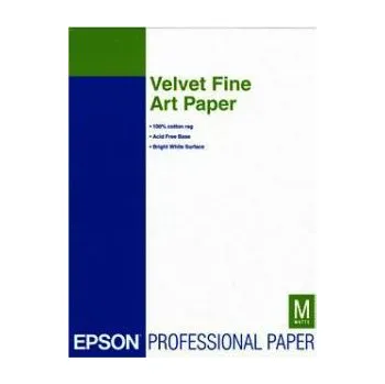 Kancelářský papír Epson Velvet Fine Art Paper, C13S041637, umělecký papír, sametový, bílý, A3+, 260 g/m2, 20 ks, inkoustový