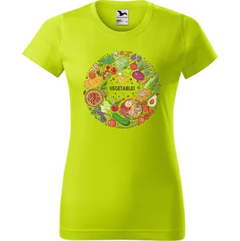 Dámské oblečení DOBRÝ TRIKO Dámské tričko s potiskem Vegetables Barva: Limetková, Velikost: 2XL