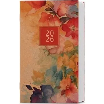 Diář BALOUŠEK TISK Diář měsíční - Marika - kraft - Akvarel 2026 / 15cm x 9cm / BMM2-1-26