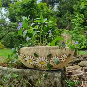 Květináč Keramická mísa s velkou kopretinou