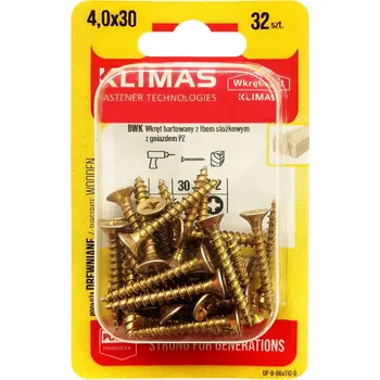 Vrut Vrut PZ se zápustnou hlavou – celý závit 4X30 (32ks/blistr)