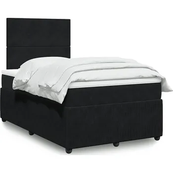 Postel vidaXL Box spring postel s matrací 120x190 cm samet [3292281] Barva: Černá