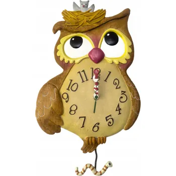 Hodiny NÁSTĚNNÉ HODINY S KYVADLEM - SOVA vícebarevná