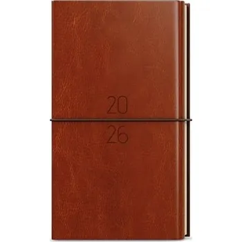 Diář BALOUŠEK TISK Diář týdenní - Jakub - Dueto - kapesní - diář+blok - hnědá 2026 / 15cm x 7,5cm / BTJk24-7-