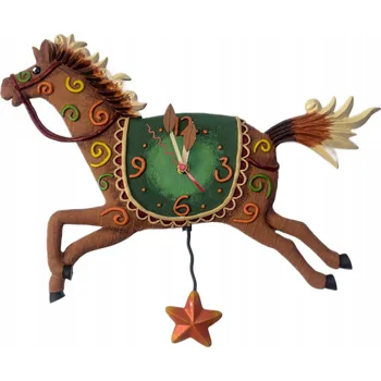Hodiny Nástěnné hodiny s kyvadlem - kůň, poník. Do dětského pokoje.