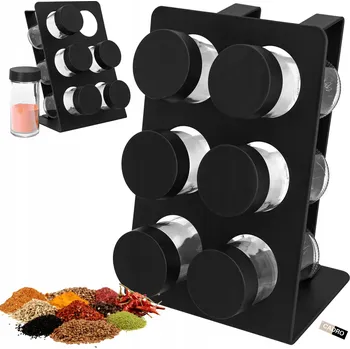 Obraz Kořenky s kořením + černý kovový stojan 13,5x20 cm 7 ks