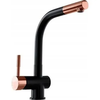 Vodovodní baterie Stojánková kuchyňská baterie Globalo Lobio Black/Copper Ring černá