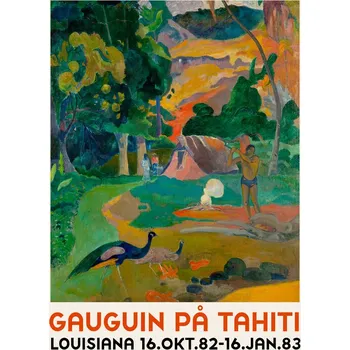 Plakát Plakát, Obraz - Landscape & Peacocks (Colourful Exhibition) - Paul Gauguin