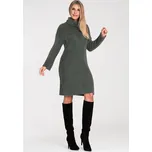 Olivově zelené dámské svetrové šaty s rolákem M1096 Olive Green Velikost: ONE SIZE