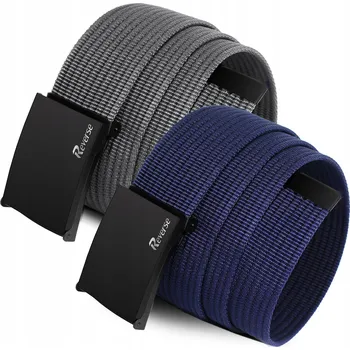 Opasek REVERSE Sada PLÁTĚNÝCH pásků ke kalhotám 2v1 pánský pásek tmavě modrá šedá 125