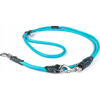 Vodítko pro psa Vodítko nastavitelná, ručně šitá, tyrkysová, antialergická kůže 6 mm, 2,2 m, malá