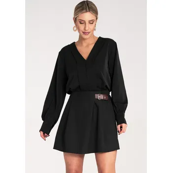 Dámská halenka Černá dámská elegantní saténová halenka M1135 Black Velikost: S/M