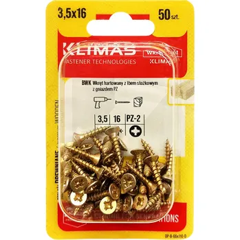 Vrut Vrut PZ se zápustnou hlavou – celý závit 3,5X16 (50ks/blistr)