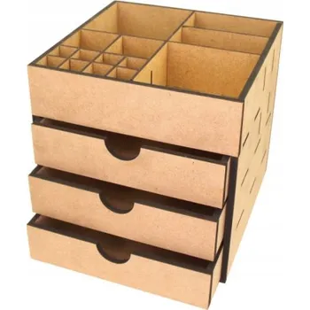 Úložný box Dekorativní úložný box se 3 zásuvkami z MDF 20,5x20,5x20 cm RO