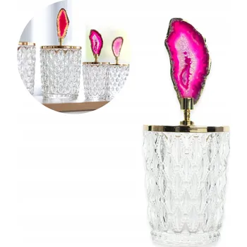 Úložný box Nádoba na vatové tyčinky Dekorativní krabička s víkem PŘÍRODNÍ ACHÁT