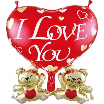 Balónek Fóliový balónek I LOVE YOU srdce medvídek valentýnské narozeniny oslava hélium