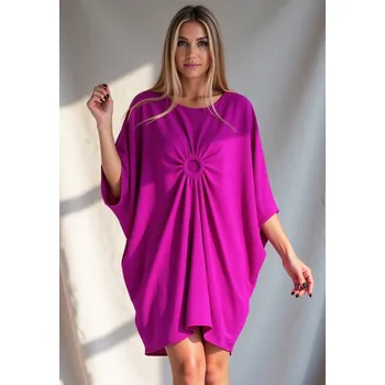 Dámské šaty Fuchsiové dámské volné asymetrické šaty M1127 Fuchsia Velikost: ONE SIZE
