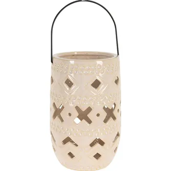 Zahradní dekorace PROGARDEN Keramická lampa 23 cm s rukojetí béžová KO-095202930bezo