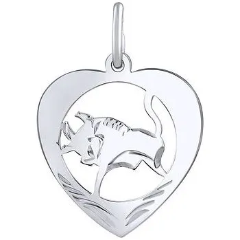Přívěsek Zlatý přívěsek znamení zvěrokruhu Býk - srdce SILVEGOB10264GW05