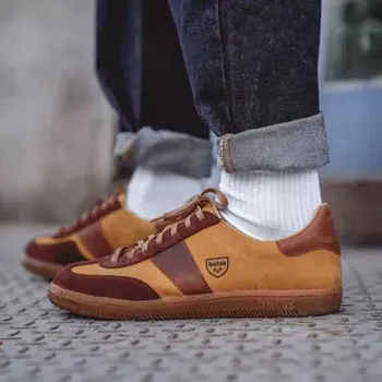 Pánská obuv Botas Iconic Caramel - Pánské kožené tenisky / botasky hnědé | česká výroba ze Zlína 45 EU