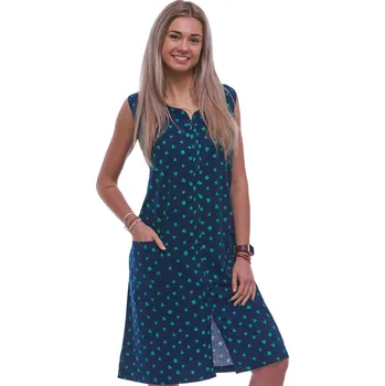 Dámská noční košile Modrý župan nebo košilka pro ženy či dívky celopropínací na zip vzor zelený trojlístek 1XL-4XL 1G0680 modrá 3xl