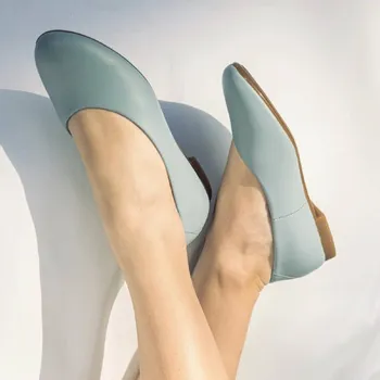 Dámské baleríny Vasky Misty Blue kožené baleríny modré - jarní / podzimní boty | česká výroba ze Zlína 38 EU