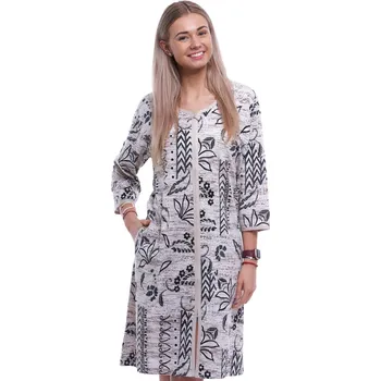 Dámské noční prádlo Bézový i hnědý župan nebo košilka těhotenská i kojící na zip mandala vzory 1XL-4XL 1G0691 béžová 3xl