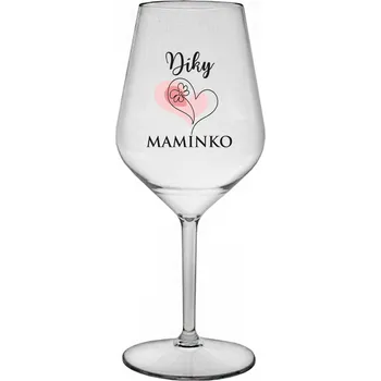 Sklenice DÍKY MAMINKO - čirá nerozbitná sklenice na víno 470 ml