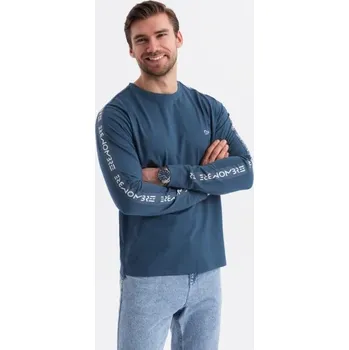 Ombre Clothing Poutavé tmavě modré tričko s dlouhým rukávem V1 LSCL-0127